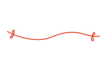 Red ribbon doodle line border frame. Holiday celebration, gift, anniversary concepts. Flat hand drawn decorative vector design isolated illustration.