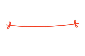 Red ribbon doodle line border frame. Holiday celebration, gift, anniversary concepts. Flat hand drawn decorative vector design isolated illustration.