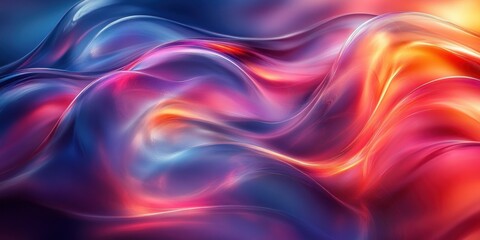 Obraz premium Modern Abstract Digital Art with Glossy Curved Lines and Color Refraction