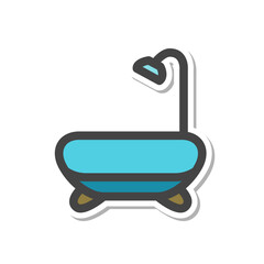 ステッカー日用品家電関連の単品アイコン　風呂