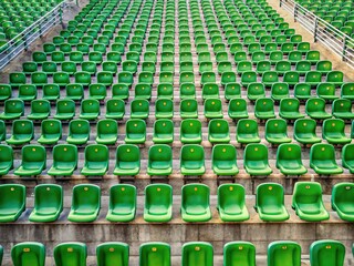 Aerial View of Rows of Green Chairs in a Stadium