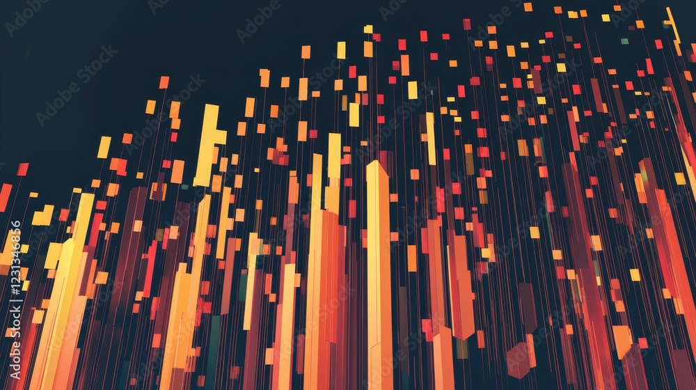 Poster dynamic exploration of color and form in modern digital technology art