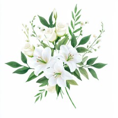 Watercolor floral arrangement botanical art home decor vibrant colors close-up beauty of nature, isolated on white background