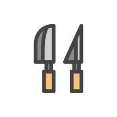 カラー日用品家電関連の単品アイコン　包丁