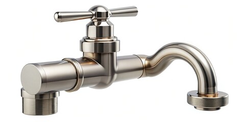 High-Resolution Image of a Water Tap with Thermostat and Pipeline Connection