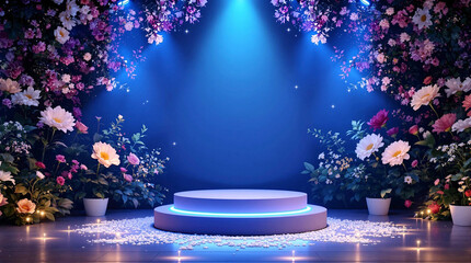 podium product presentation flower mockup background