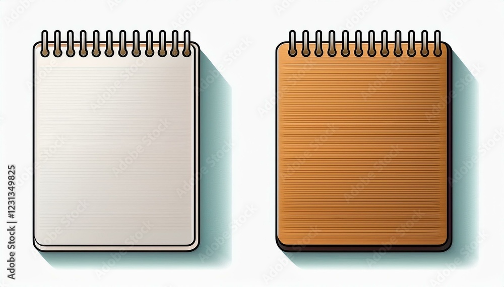 Poster notebook set. set of blank spiral notepad notebook vector illustration in flat design. isolated on w