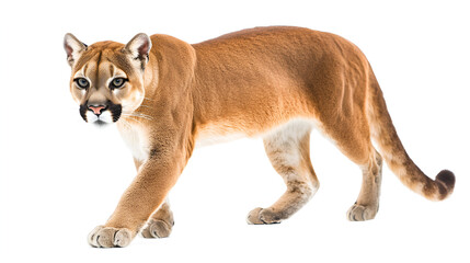 Obraz premium Mountain Lion White Background Close Up Shot