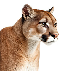 Naklejka premium Mountain Lion White Background Close Up Shot