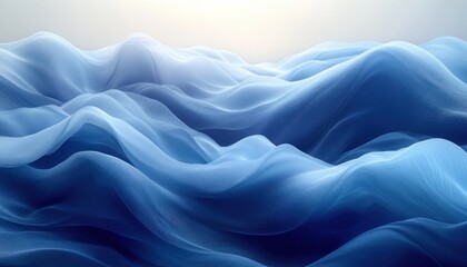 Obraz premium Serene Abstract Landscape Digital Art with Blue Lines and Ethereal Lighting
