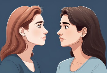 Two young women facing each other in a close, intimate moment