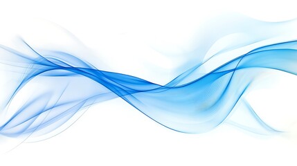 Abstract blue wave flowing on white background.