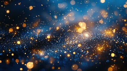 Fototapeta premium Blue gold glitter bokeh background