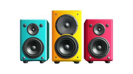 Fototapeta premium Colorful audio speakers isolated on white background 