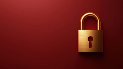 Fototapeta premium Golden padlock on a rich red background