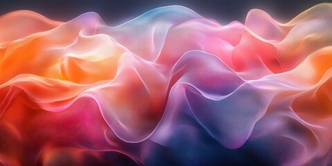 Obraz premium Surreal Abstract Composition with Iridescent Ribbons and Flowing Forms in Pastel Colors