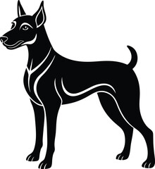 Dog Silhouette Vector on White Background