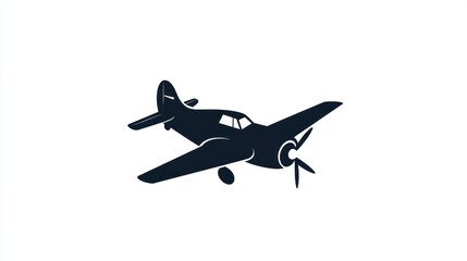 Vintage propeller plane flying, white background, aviation design, website graphic