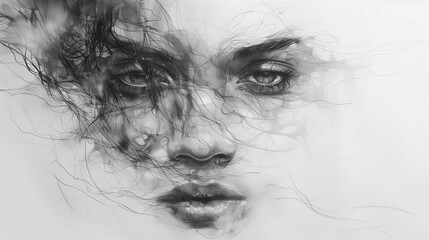 Fototapeta premium Depression portrait sketchs