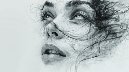 Fototapeta premium Depression portrait sketchs