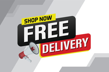 free delivery poster banner graphic design icon logo sign symbol social media website coupon sale

