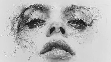 Fototapeta premium Depression portrait sketchs