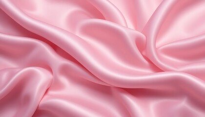Fototapeta premium Close-up shot of luxurious pink silk fabric, soft folds and ripples, smooth texture, elegant and delicate, perfect for fashion design or textile background.