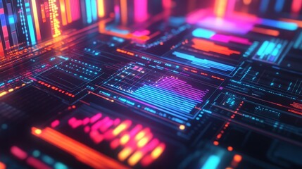 Obraz premium Neon Data Stream Abstract Tech Background
