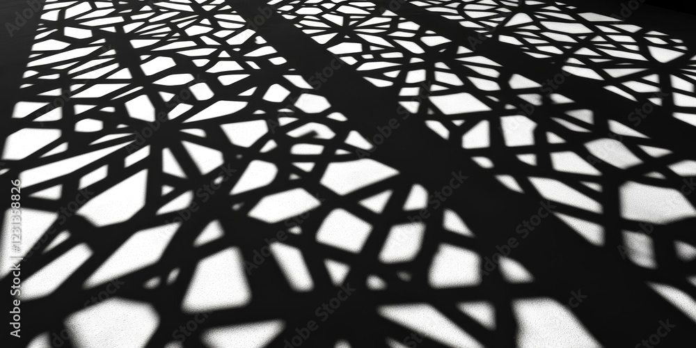 Poster an artistic display of intricate geometric shadows creates a striking pattern on a white surface, sh