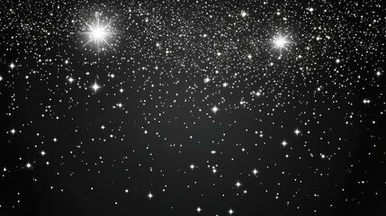 Fototapeta premium transparent black distressed overlay background with tiny white particles scattered across it, creating an impression of stars or snowflakes in the night sky