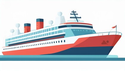 Fototapeta premium Cruise ship in the sea. sea cruise ship flat design. isolated on white background.