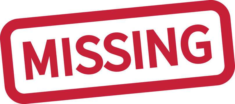 Missing stamp icon isolated on white background . Red missing stamp label icon vector