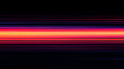 Abstract blurred background with colorful stripes of light on dark orange and black, horizontal lines with gradient effect, glowing and flowing in motion