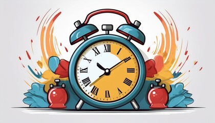 Retro alarm clock. Alarm clock flat design. isolated on white background.