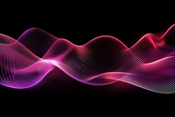 Dynamic abstract digital waveform with vibrant pink and purple lines on a black background, perfect for modern design and tech themes.