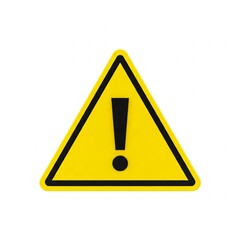 yellow and black warning sign with exclamation point isolated on white background