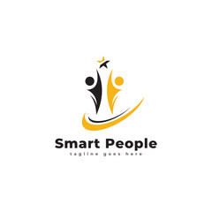 smart people logo creative team work reaching star design concept abstract