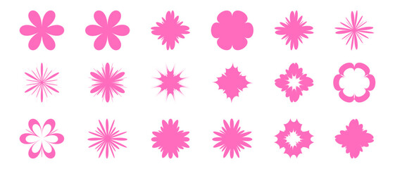 Pink Flat Flower Illustration Element Set