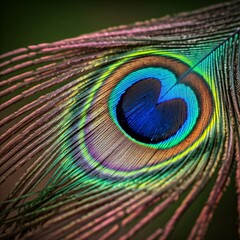 Fototapeta premium closeup macro colorful peacock feather eye pattern texture background