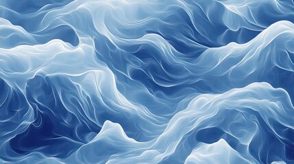 Obraz premium Abstract blue waves, flowing fabric texture, digital art, background design