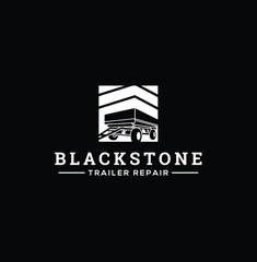 Obraz premium Blackstone Trailer Repair Logo – Modern Monochrome Design 