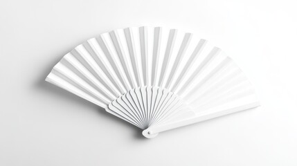 Elegant White Hand Fan on White Background