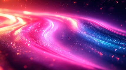 Fototapeta premium Futuristic Abstract Iridescent Background with Curved Lines and Neon Lighting