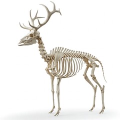 white deer skeleton anatomical illustration 3d rendering on white background