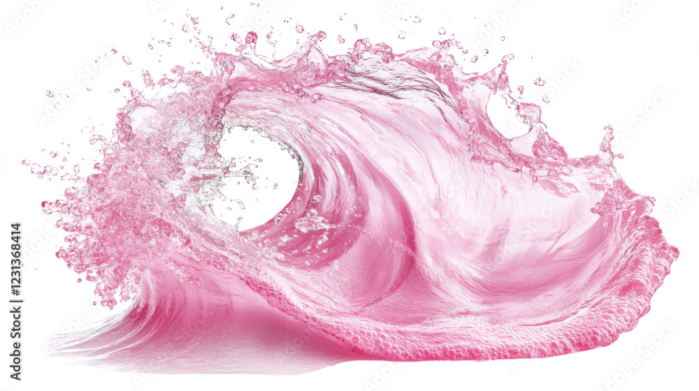 Aufkleber pink wave splashing and forming a circle with transparent background