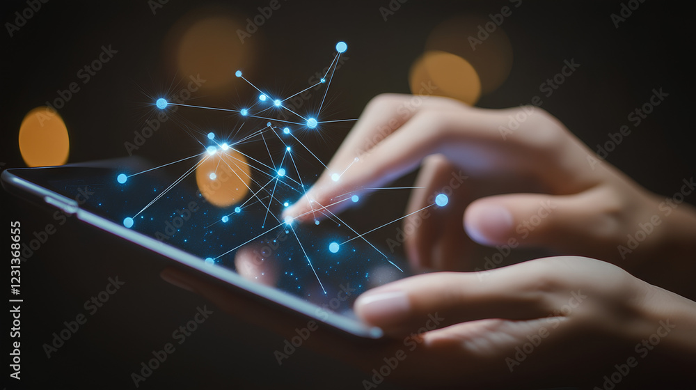 Poster abstract technology background, internet global network connection, digital transformation concept. 