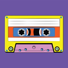 Cassette tape. Stylish vintage cassette tape vector. Colored old audio cassettes vector. Music tape vector.