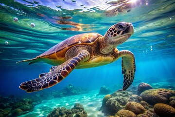 Fototapeta premium sea turtle swimming in water
