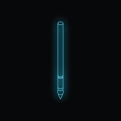 Obraz premium Neon blue stylus pen glowing on a black background, representing creativity and digital art