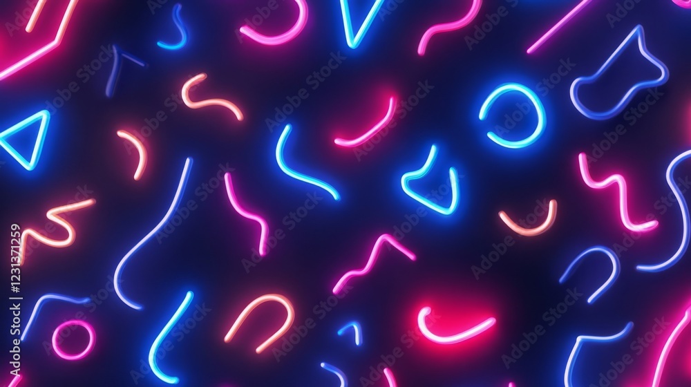 Poster abstract neon light shapes pattern background